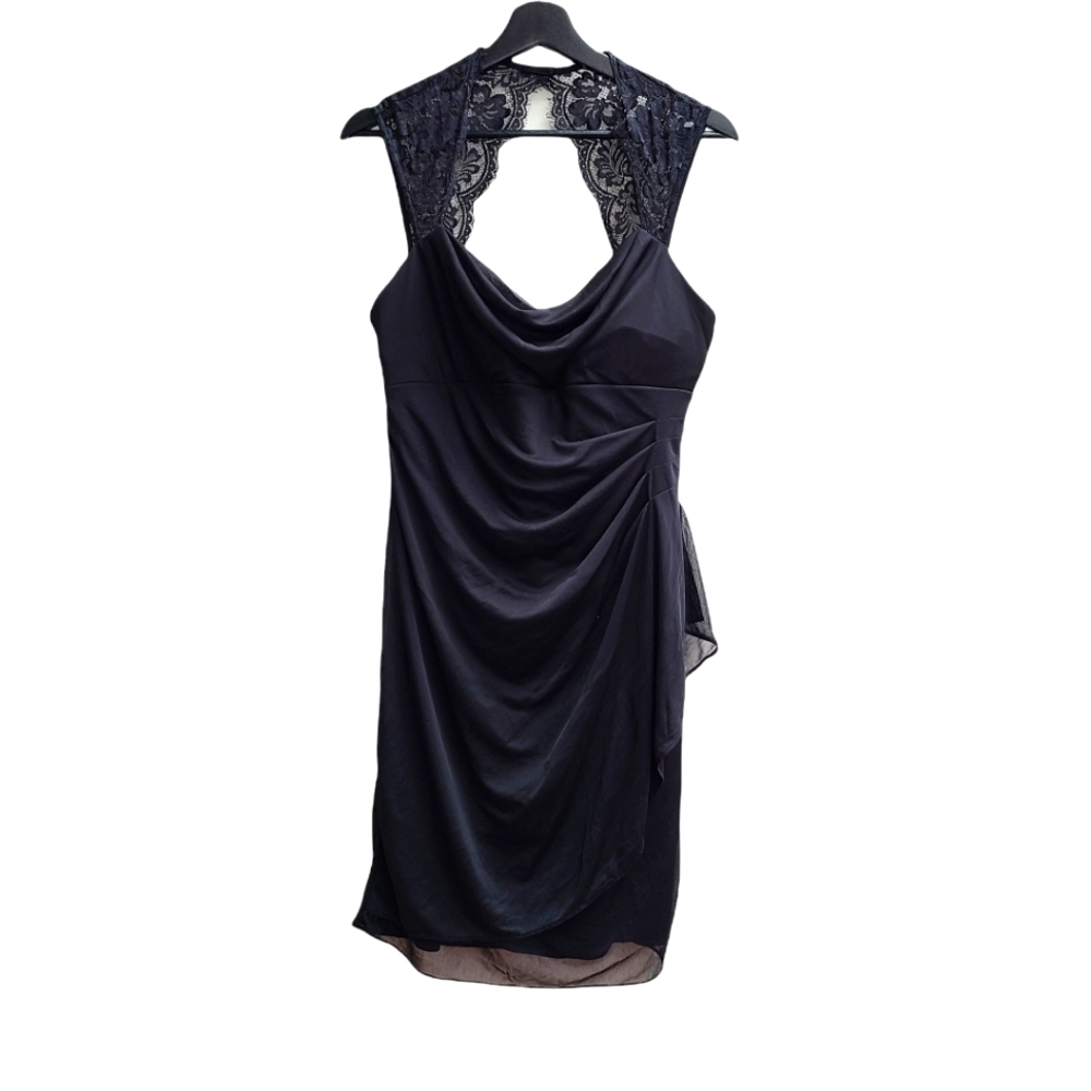 Scarlett Nite Black Dress with Lace Detail, Size Large (14)